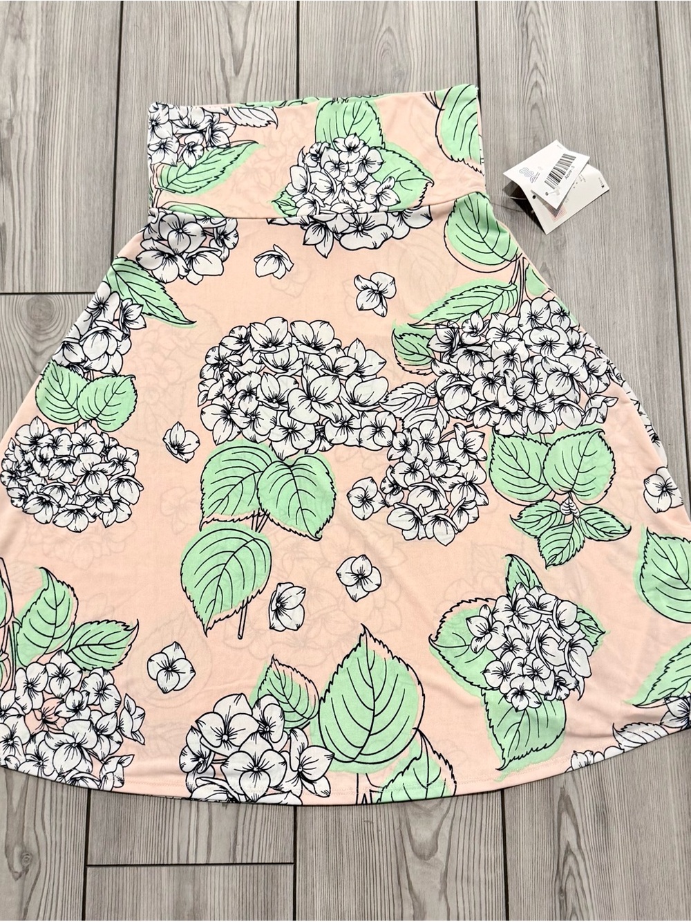 LuLaRoe Peach Floral Circle Skirt with Mint Green Leaves